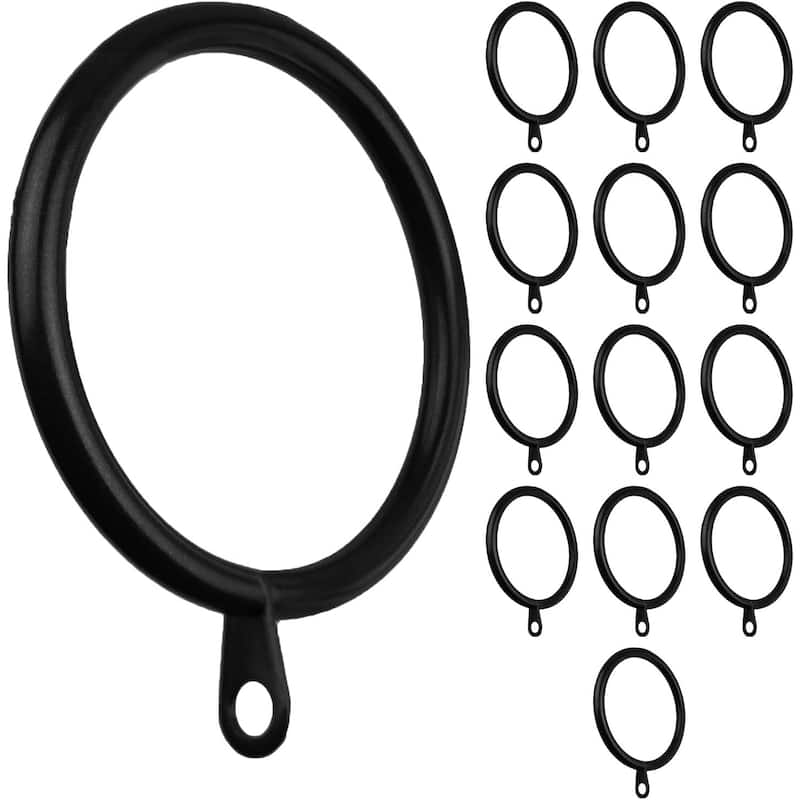 Meriville 1.5-Inch Inner Diameter Metal Curtain Rings with Eyelets - Black - Set  of 14