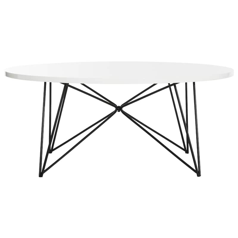 SAFAVIEH Karin Mid-Century Modern Light Grey/Black Coffee Table - 33.5" x 33.5" x 14" - 34Wx34Dx14H - Lacquer White
