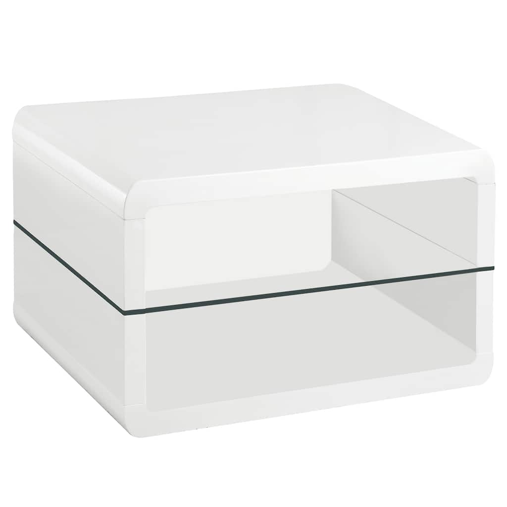 Elana 1-shelf Square Side End Table White High Gloss