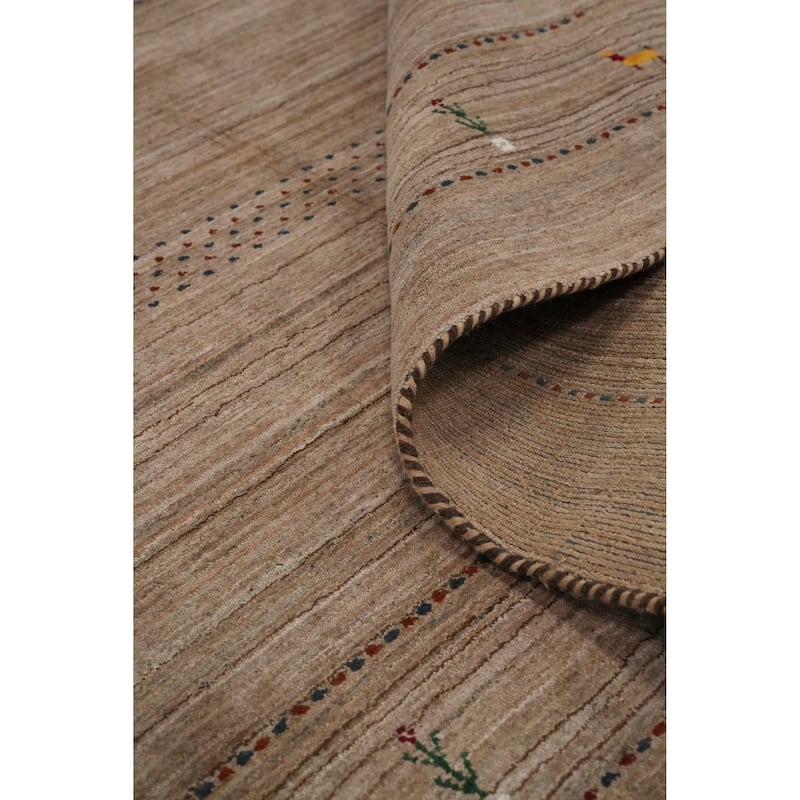 Hand Knotted Oriental 100% Wool Carpet Tribal Animal Pictorial Brown Gabbeh Area Rug - 8' 10'' X 5' 11''