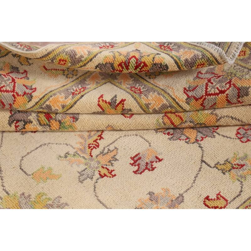 Transitional Floral Oushak Area Rug Hand-Knotted Wool Carpet - 4'11" x 7'8"