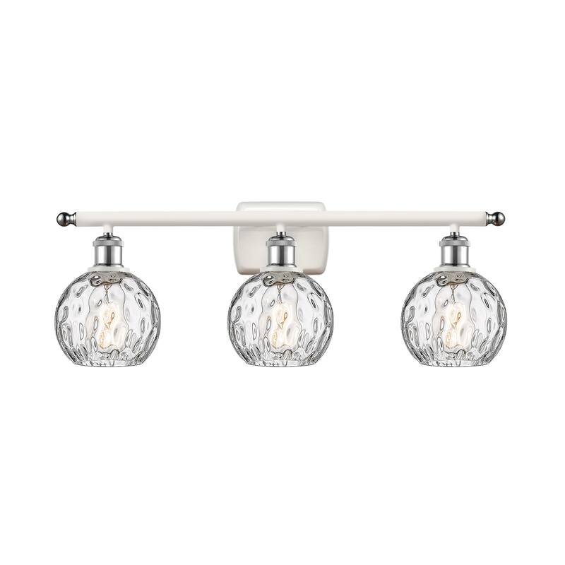 Innovations Lighting Athens Water Glass 3 Light 26" Bath Vanity Light - 6" Shade - White and Polished Chrome