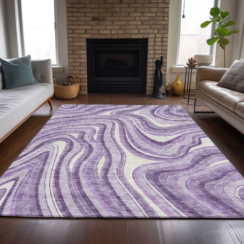 Machine Washable Indoor/ Outdoor Chantille Contemporary Abstract Rug