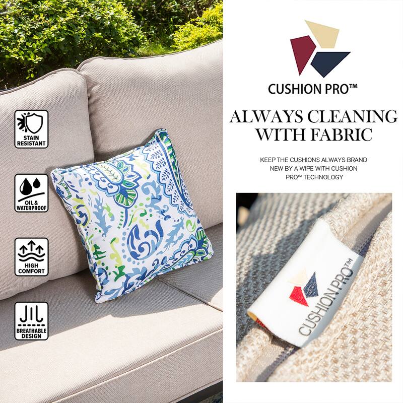 MAISON ARTS Patio Conversation Set 5 Pieces with 28'' Gas Fire Pit Table