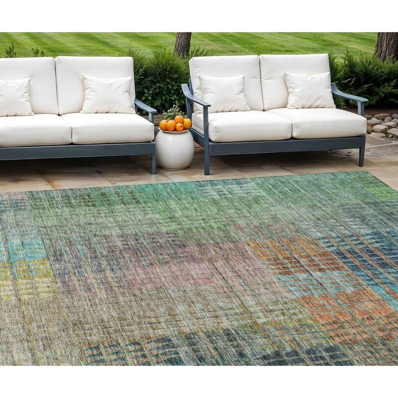 HomeRoots Abstract Transitional Rectangle Outdoor Rug - 10' X 14'