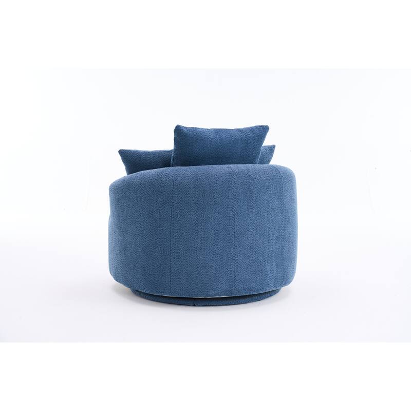 Oversized Swivel Round Barrel Chair, Ergonomic Single Sofa Chair, Upholstered Accent Chair with 3 Removable Pillows