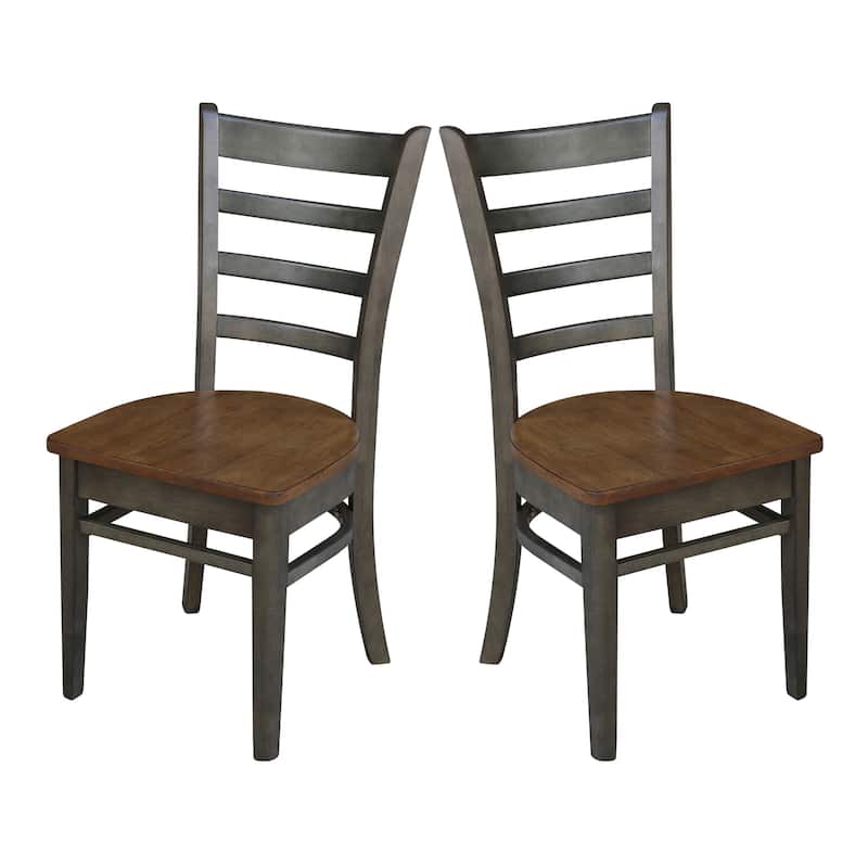 International Concepts Emily Side Chairs - Set of 2 - Hickory/Washed Coal