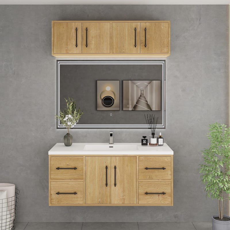 Victoria 48'' Wall-Mounted Vanity Set with Motion Sensor LED light Top Cabinet - 47.2 - Matte - Oak