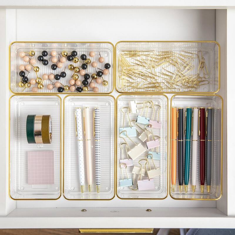 Flash Furniture BE-PB9051-G-6-MS Kerry 2" Tall Office Organizer Set - Clear / Gold
