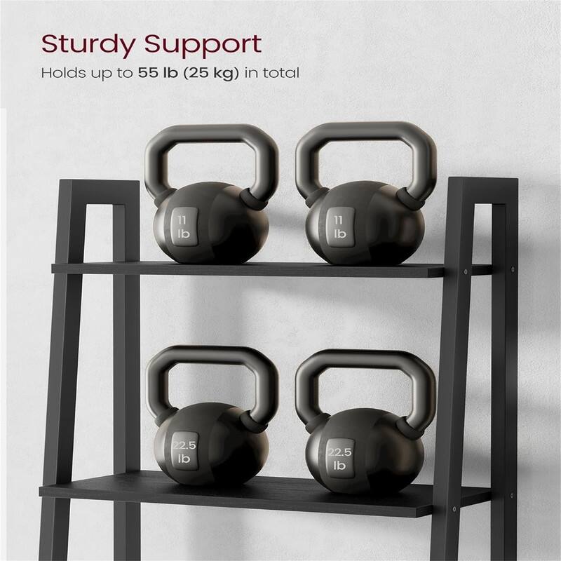 Ladder Shelf 5 Tier Bookshelf Storage Rack Bookcase with Steel Frame - 13.6"D x 22"W x 67.5"H