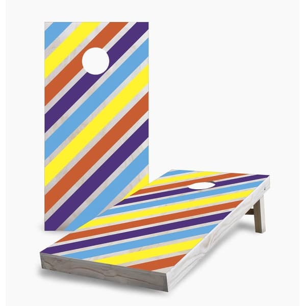 slide 2 of 7, Candy Striped Cornhole Game (Choose Wraps or Boards) 2x4 Boards (24" x 48") - Include ALL Accessories