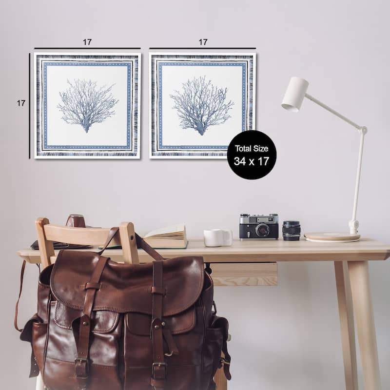 Stupell Maritime Coral Tendrils Framed Giclee Art Design By Lanie Loreth (Set of 2)