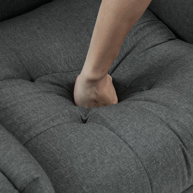 Modern Linen Accent Chair Tufted Armchair