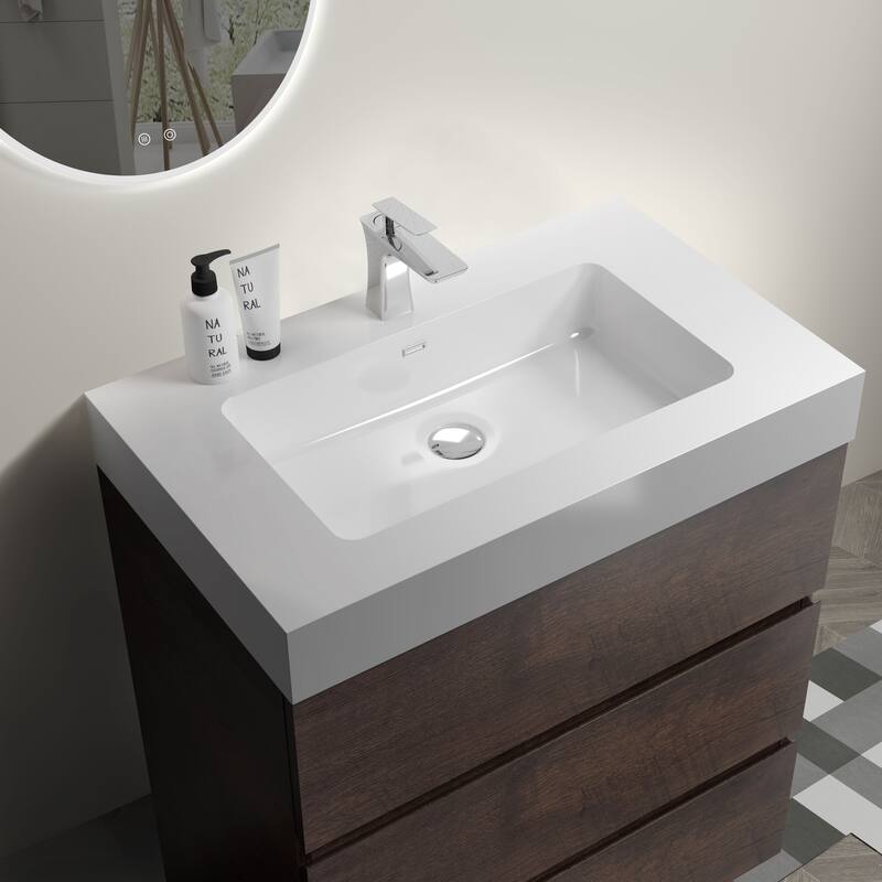 Contemporary 36" Alice Freestanding Bathroom Vanity with Ergonomic Handle-Free Design, Eco-Friendly Construction