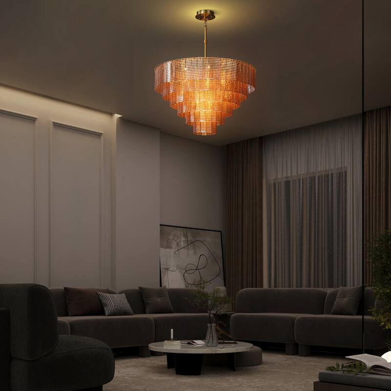 Modern Chandelier, 41 in. 9-Light Black & 59 in. 11-Light Gold Options for Dining Room, Living Room, Foyer, Bedroom