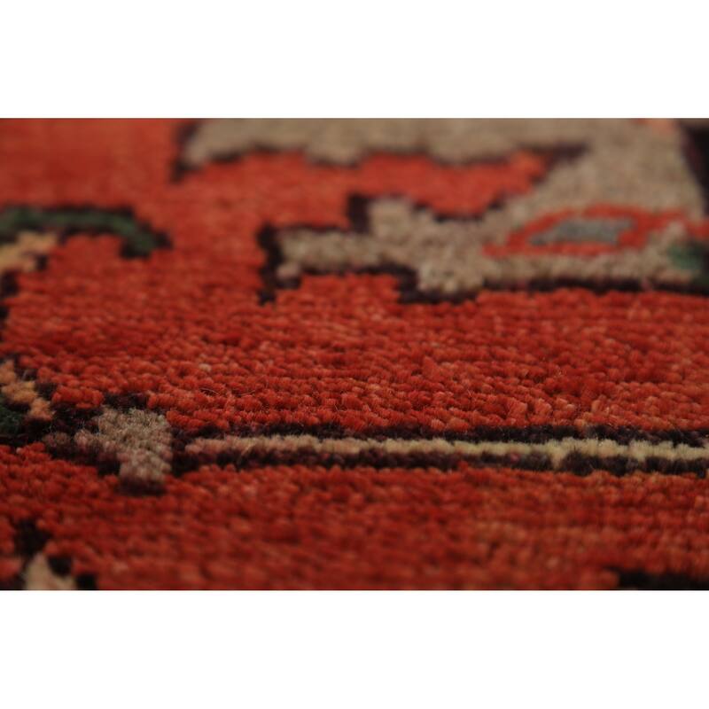 Geometric Heriz Serapi Indian Area Rug Handmade Orange Wool Carpet - 8'9"x 11'10"