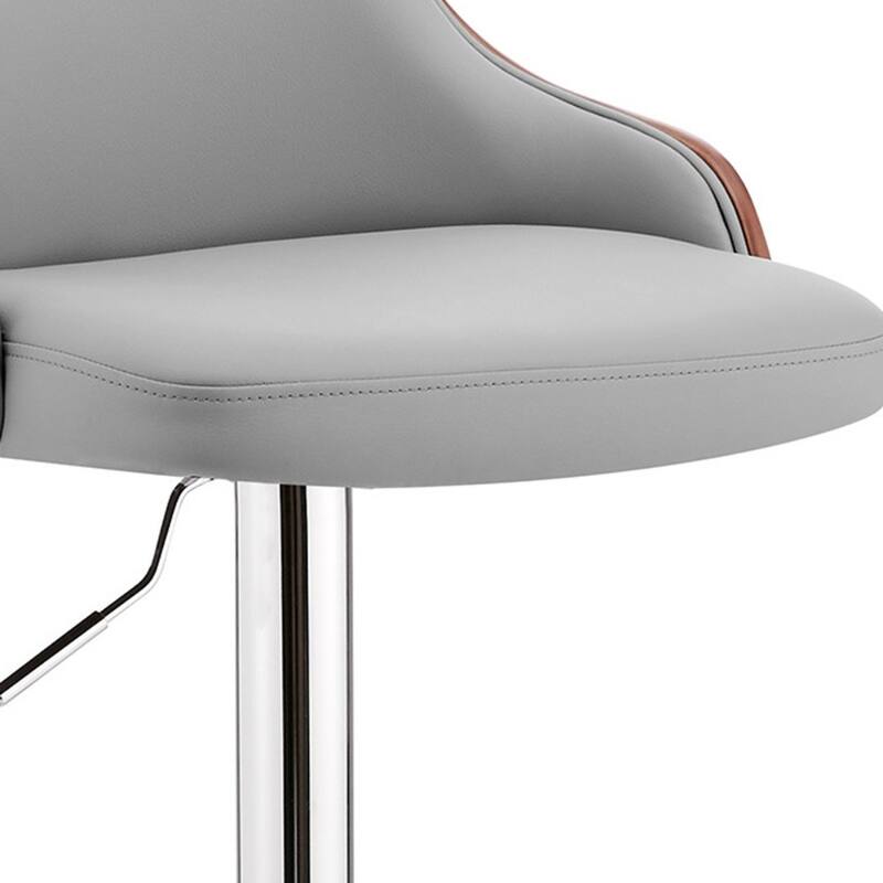 24" Swivel Bar Stool with Armrests and Adjustable Height PU Seat with Foam Chrome Finish Base for Kitchen or Bar