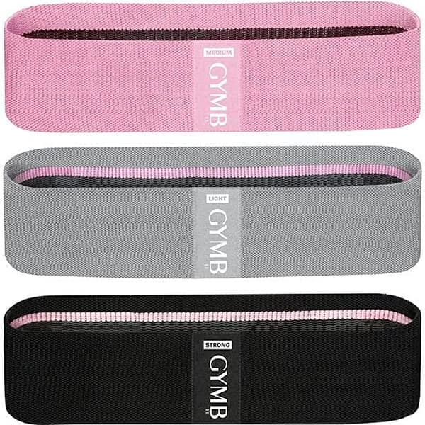 slide 2 of 6, GYMB Premium Resistance Band Set - Non Slip Cloth Grey/Black/Pink - Cotton