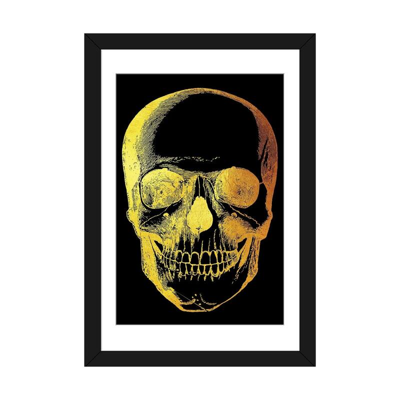iCanvas "Skull Front" by Gab Fernando - Black - 32x24x1