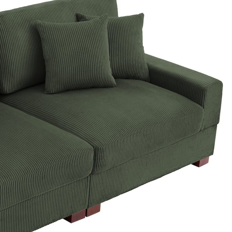 Corduroy Couch Modular Sectional Sofa with Pillows