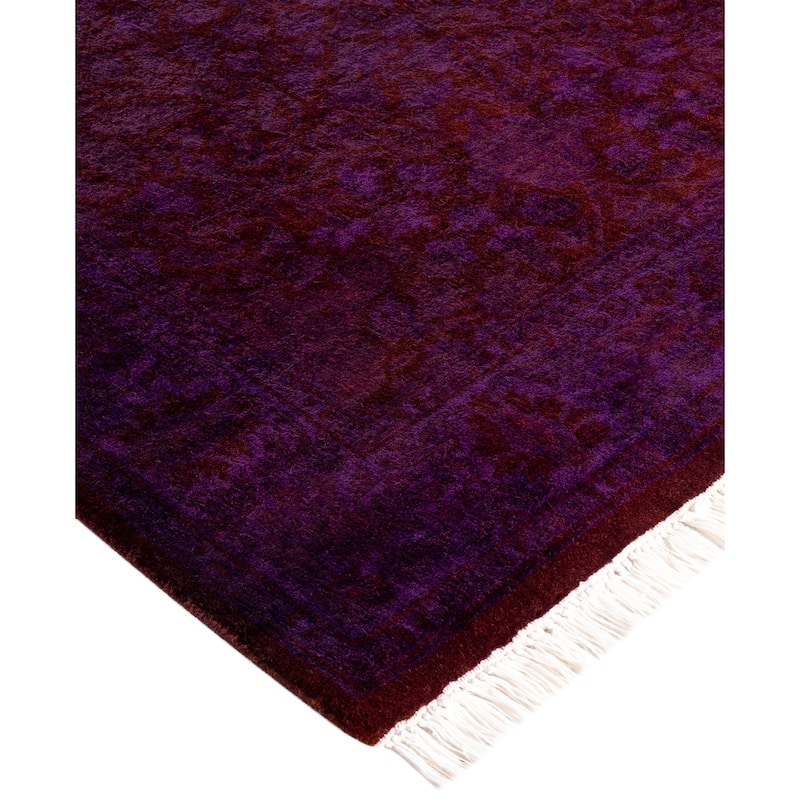 Overdyed One-of-a-Kind Hand-Knotted Area Rug - Purple - 2' 8" x 18' 5"