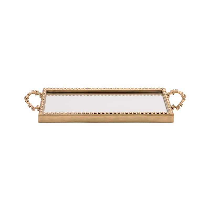 Gold Beaded Mirror Tray (Set of 2)