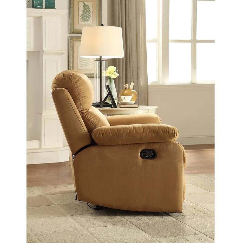 Brown Microfiber Recliner with Pillow Top Arms