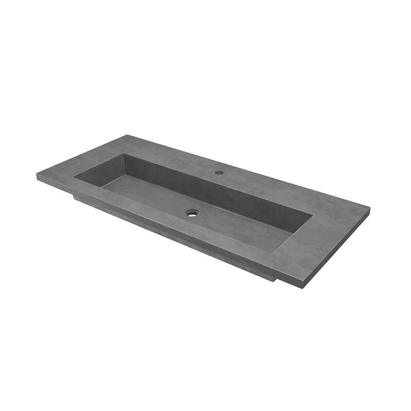 Capistrano 48.5-inch Concrete Vanity Top with Integral Trough Sink - Single Faucet Hole - Slate