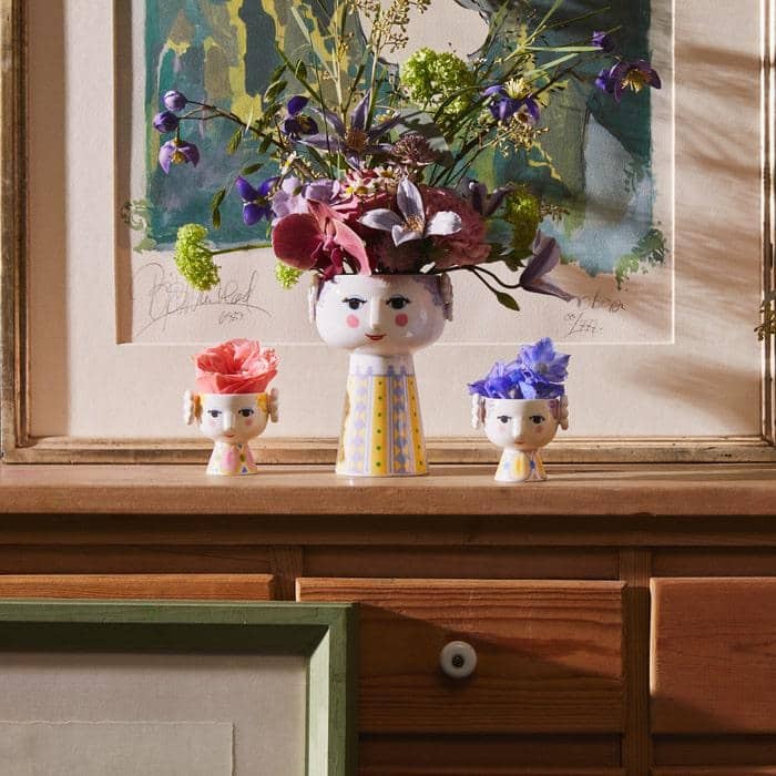 Bjørn Wiinblad Eva Tealight Holder, Yellow/Lavender, 2 Pcs. - 2.6"