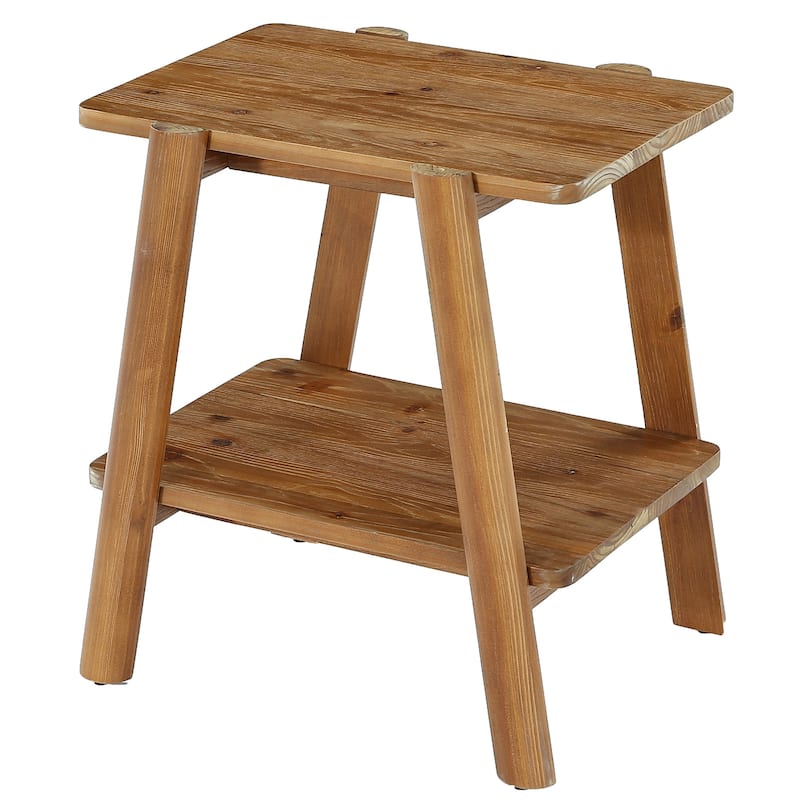 Solid Wood End Tables for Living Room, Farmhouse 2-tier Side Table - 17.72" D x 21.65" W x 23.62" H
