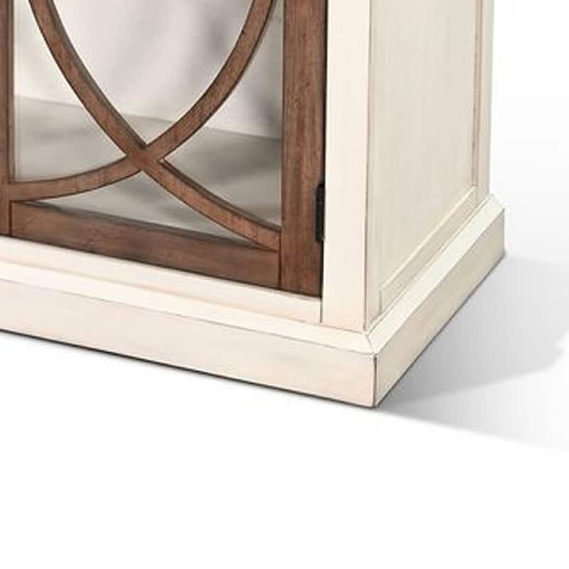 Ketty Accent Cabinet with Glass Doors, White Brown Mahogany Mindy Wood