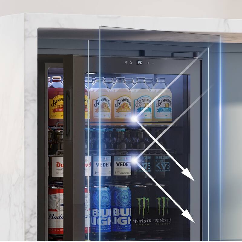 Yeego 4.6 Cu.Ft Beverage Refrigerator, Built-in or Freestanding Cooler with Glass Door, LED Light, Quiet Compressor