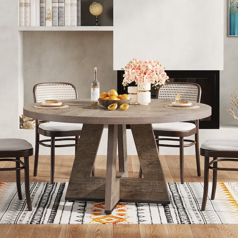 47-inch Wood Round Kitchen Dining Table for Dining Living Room