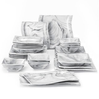 MALACASA Flora Wavy Modern Porcelain Dinnerware Set (Service for 6)