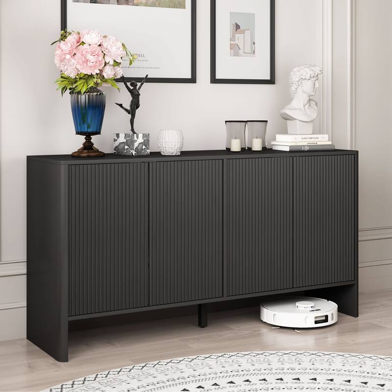 57in.W Wooden 4-Door sideboard/Buffet Storage Cabinet