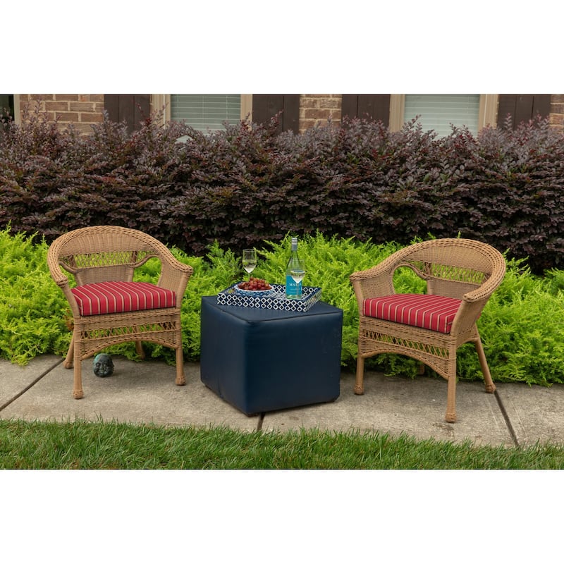 Sunbrella® Stripe Fabric 1-Piece Indoor/Outdoor Wicker Seat Pad, 18"W x 18"L
