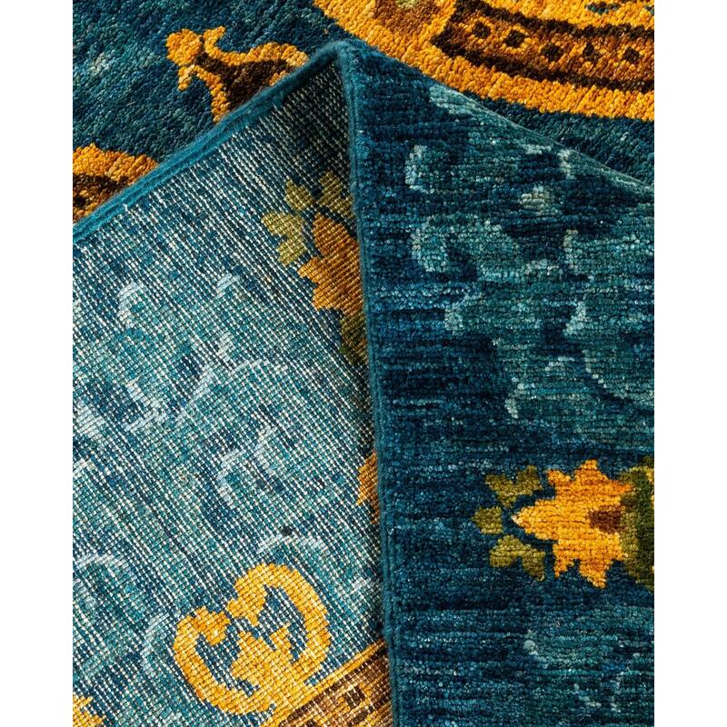 Overton Hand Knotted Wool Vintage Inspired Modern Contemporary Suzani Blue Area Rug - 8' 2" x 10' 6"
