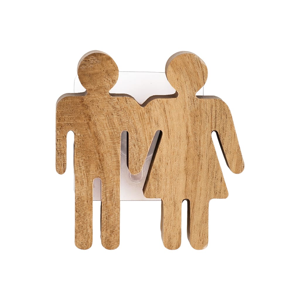 Wooden Restroom Door Sign - 4"L x 0.5"W x 4"H