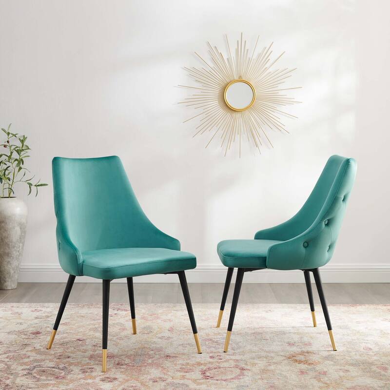 Modway Adorn Dining Side Chair Performance Velvet in Navy, Set of 2