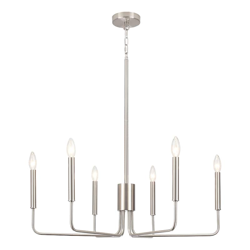 Modern 6-Light Simple Candle Chandelier for Kitchen Island, Living Room, Bedroom, Foyer