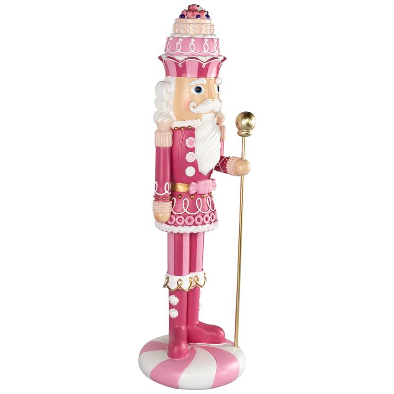 Pastel Candy Nutcracker King Christmas Figure - 21.5" - Pink