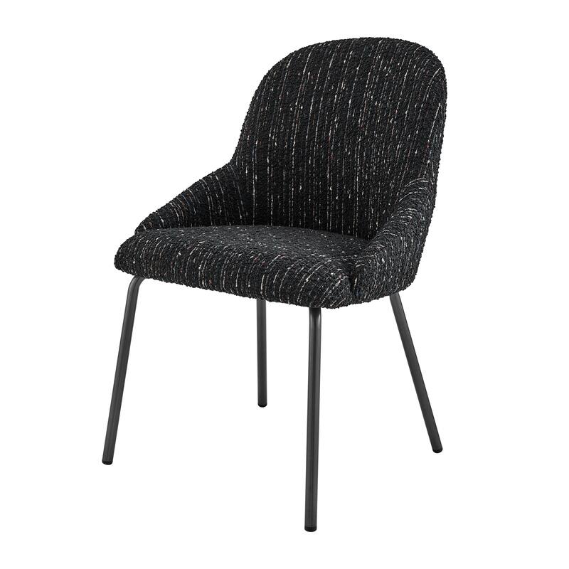 NPD Furniture Katrisa Boucle Dining Side Chair (Set of 2) - Zenith Black