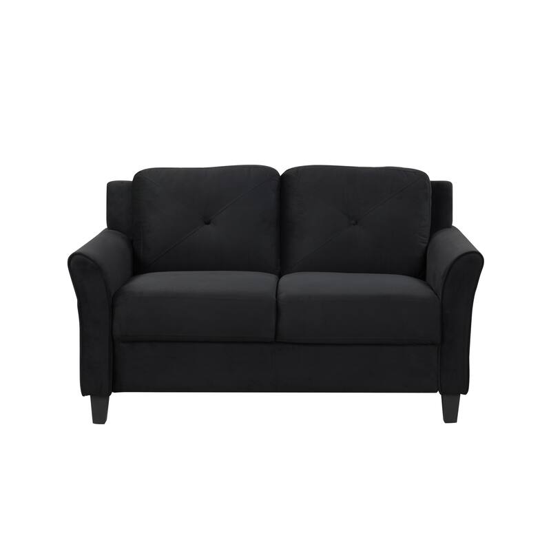Minimalist Small Space Sofa with Soft Back Cushions & Thick Cushions - Antique Black