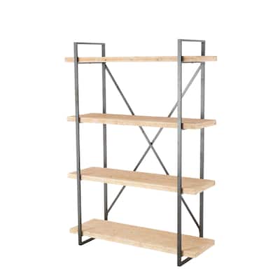 Wood 4 Shelves Shelving Unit - Brown - Roche River Decor - 14"Wx47"Lx67"H