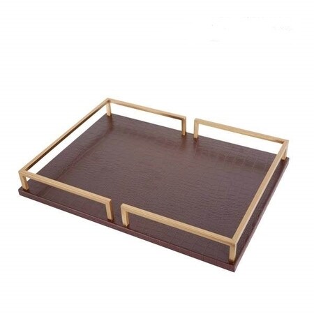 tray decorative brown rectangular leather luxury x2 x11 narrow trays