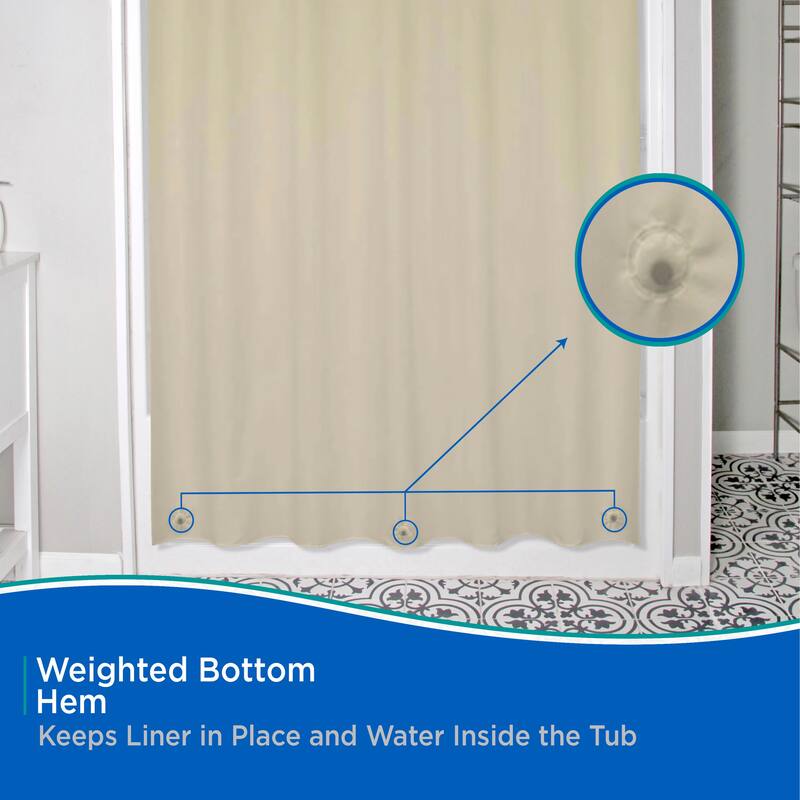 Kenney Lightweight PEVA Shower Curtain Liner, 70" W x 72" H
