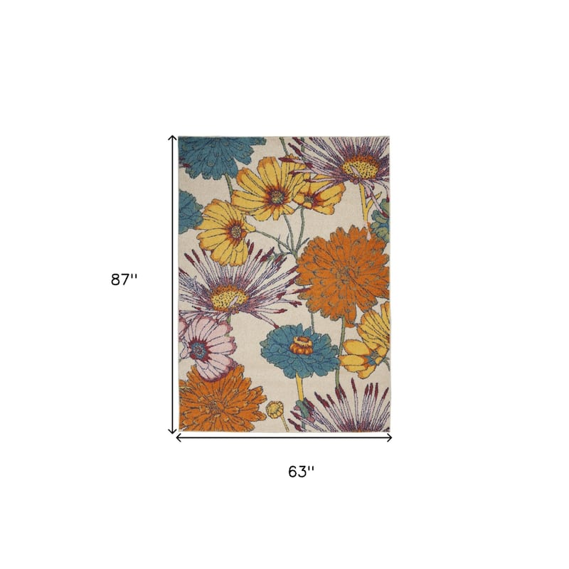 HomeRootsFloral Contemporary Rectangle Area Rug - 87' X '63' X '0.25