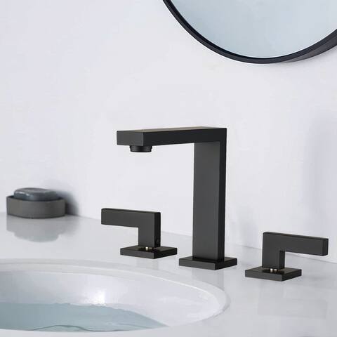 Bathlet Deck Mounted Widespread 2 Handle 3 Hole Bathroom Faucet