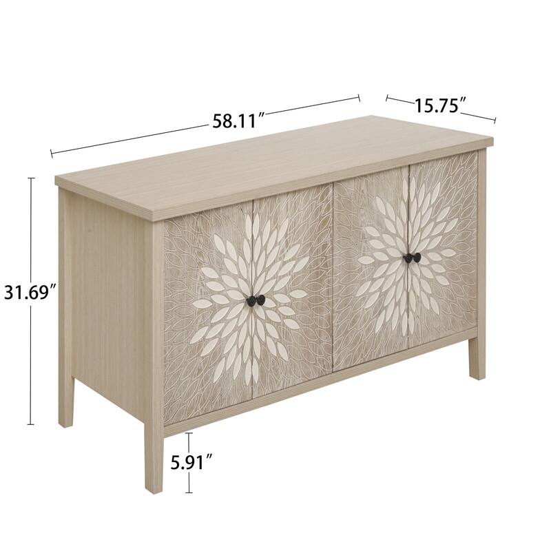 Sideboard Buffet Cabinet, Storage Cabinet with Storage,Modern Storage Cabinet with 4 Doors & Adjustable Shelves for Living Room