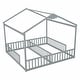preview thumbnail 46 of 56, Double Twin House-Style Floor Bed with Fence and Guardrails, No Door